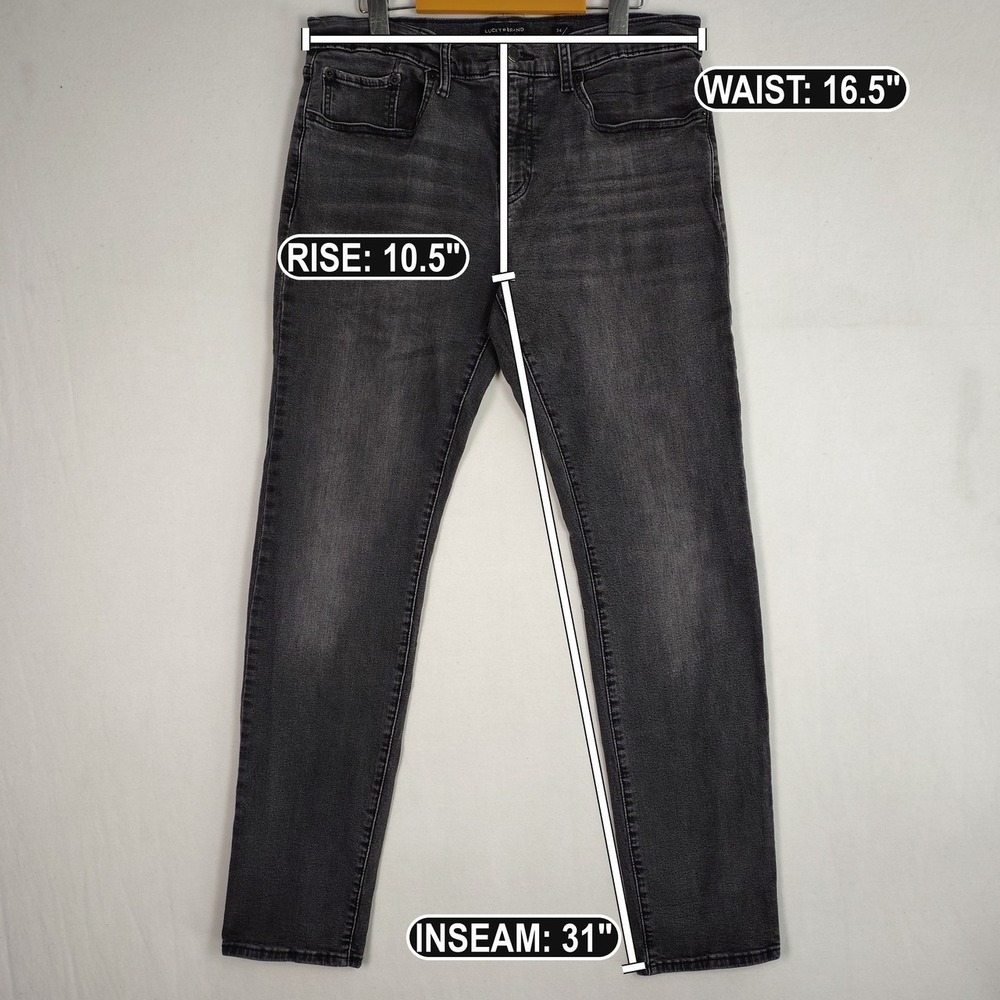 Lucky Brand 110 Slim Jeans Mens 34x32 Faded Black Denim Pants 73023 - Picture 8 of 8